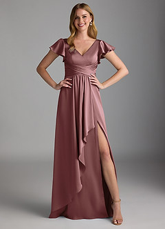 Azazie Omari Bridesmaid Dresses Vintage Mauve A-Line Stretch Satin Dress image6