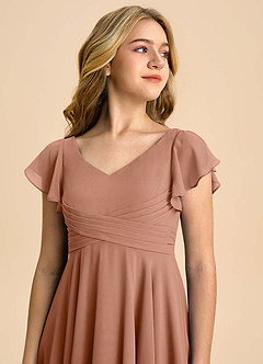 Azazie Caria Junior Bronzer A-Line Pleated Chiffon Dress image4