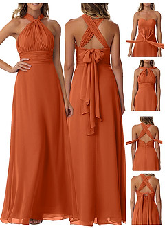 Azazie Fifi Bridesmaid Dresses Burnt Orange A-Line Strapless Chiffon Convertible Dress image9