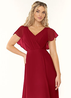 Azazie Rylee Bridesmaid Dresses Scarlet A-Line Pleated Chiffon Dress image5