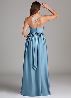 Azazie Llana Maternity Bridesmaid Dresses A-Line Stretch Satin Floor-Length Dress with Pockets image2