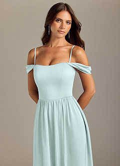 Azazie Calianna Bridesmaid Dresses Sea Glass A-Line Off the Shoulder Stretch Satin Convertible Dress image3