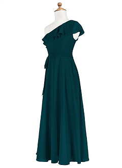 Azazie Eletta Junior Agave A-Line Ruched Chiffon Dress image8