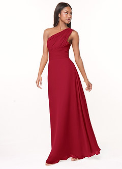 Azazie Ashley Bridesmaid Dresses Scarlet A-Line Ruched Chiffon Dress image4
