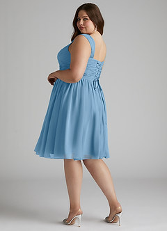 Azazie Angie Brautjungfernkleider A-Linie Korsett Chiffon Kleid Stahlblau image12