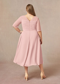 Azazie Naomi Abiti per la Madre della Sposa Abito A-Line in Chiffon Plissettato con Scollo a Barca Rosa Cipria image11
