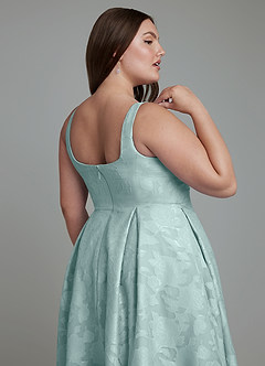 Azazie Amalie Bridesmaid Dresses Mist A-Line Pleated Floral Burnout Dress image8