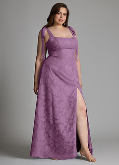 Azazie Debra Bridesmaid Dresses Wisteria A-Line with Pockets Floral Burnout Dress image10