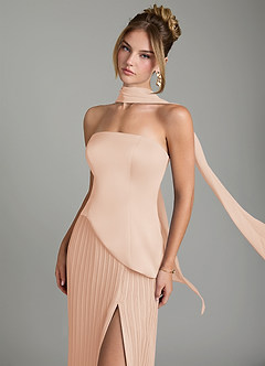 Azazie Tierney Robes de demoiselle d'honneur Robe Trapèze Convertible en Mousseline de soie Sans bretelles Rose Anglais image7