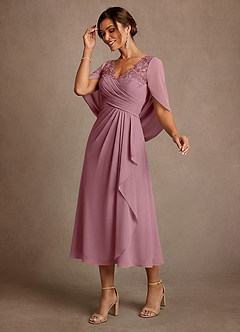Azazie Forums Mother of the Bride Dresses Vintage Mauve A-Line Lace Dress image3