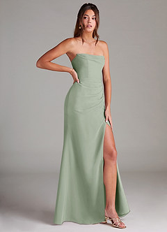 Azazie Leonis Bridesmaid Dresses Dusty Sage Sheath Strapless Chiffon Convertible Dress image8