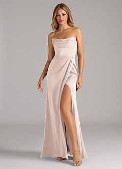 Azazie Johana Bridesmaid Dresses Blushing Pink Mermaid Off the Shoulder Stretch Satin Convertible Dress image6