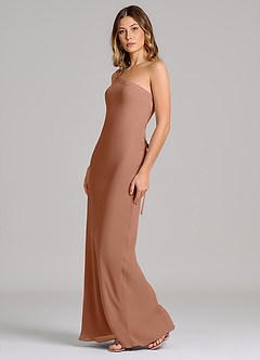 Azazie Monroe 신부 들러리 드레스 쉬스 한쪽 어깨 쉬폰 바닥 길이 드레스 image4