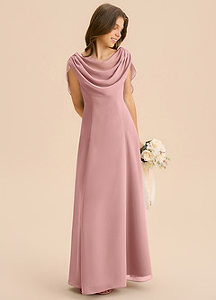 Azazie Lambie Junior Dusty Rose A-Line Pleated Chiffon Dress image5