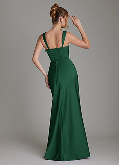 Azazie Agustina Bridesmaid Dresses Dark Green Mermaid Corset Stretch Satin Dress image2