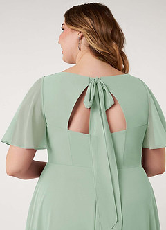 Azazie Kimber Bridesmaid Dresses Agave A-Line Flounce Sleeve Chiffon Dress image14