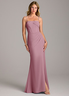 Azazie Chantel Bridesmaid Dresses Vintage Mauve Sheath Strapless Chiffon Convertible Dress image4