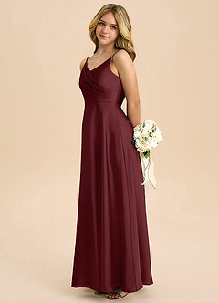 Azazie Bug Junior Jurk van Stretch Satijn met A-Lijn Geplooid Cabernet image7