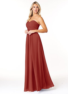 Azazie Yazmin Bridesmaid Dresses Terracotta A-Line Sweetheart Neckline Chiffon Convertible Dress image3