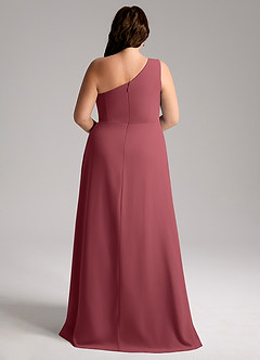 Azazie Brooke Bridesmaid Dresses Merlot A-Line One Shoulder Chiffon Dress image9