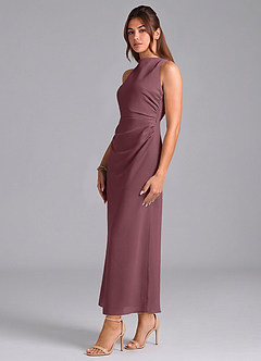 Azazie Evadne Bridesmaid Dresses Sangria Sheath Pleated Chiffon Dress image4