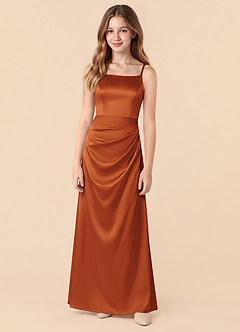 Azazie Renna Junior Robe Sirène en Satin extensible Plissée Cannelle image5