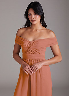 Azazie Lamara Bridesmaid Dresses MAI TAI Off the Shoulder Chiffon Convertible Jumpsuit image7