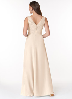 Azazie Flora Brautjungfernkleider A-Linie Plissee Chiffon Kleid Alabaster Weiß image2