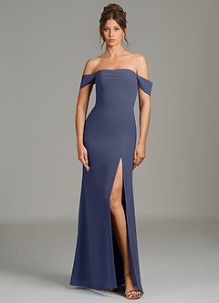 Azazie Charmaine Bridesmaid Dresses Stormy A-Line Off the Shoulder Chiffon Dress image3
