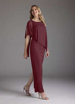 Azazie Aspyn Mother of the Bride Dresses Cabernet Sheath Beaded Mesh Dress image2