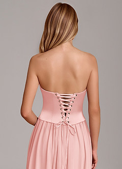 Azazie Cadence Bridesmaid Dresses Powder Pink A-Line Corset Stretch Satin Convertible Dress image6
