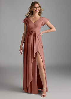 Azazie Omari Robes de demoiselle d'honneur Robe Trapèze en Maille Rose De Cèdre image1