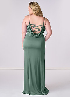 Barbie ♥ Azazie Bridesmaid Dresses Eucalyptus Mermaid Corset Stretch Satin Dress image7
