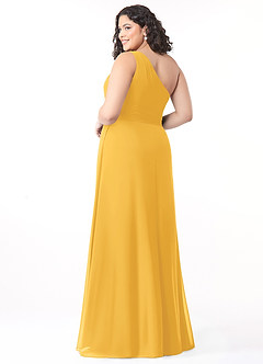 Azazie Dallas Bridesmaid Dresses Marigold A-Line One Shoulder Chiffon Dress image7