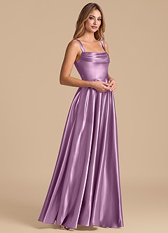 Azazie Shaude Bridesmaid Dresses Wisteria A-Line Pleated Metallic Satin Dress image4