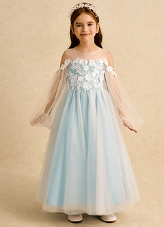 Azazie Zimi vestidos de niña de las flores Vestido de Neblina de Tul de Princesa con Escote de Corazón image5