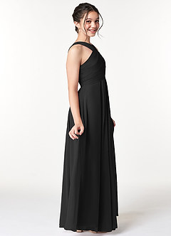 Azazie Kaleigh Junior Black A-Line Pleated Chiffon Dress image5