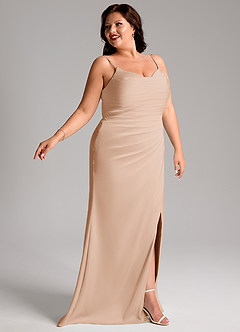 Azazie Deandra Bridesmaid Dresses English Rose Mermaid Pleated Stretch Satin Dress image11