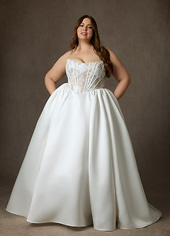 Azazie Mirabeth Abiti da Sposa Abito Principessa in Pizzo Senza Cinturino Diamante Bianco Nudo image15