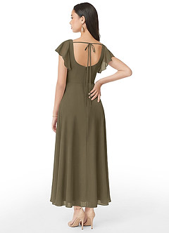 Azazie Bondi Bridesmaid Dresses Willow Green A-Line Ruched Chiffon Dress image5