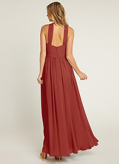 Azazie Jacey Final Sale Terracotta A-Line Pleated Chiffon Dress image2
