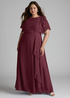 Azazie Aaliyah Robes de demoiselle d'honneur modestes Robe Trapèze Plissé à encolure dégagée Longueur ras du sol Mousseline de soie image6