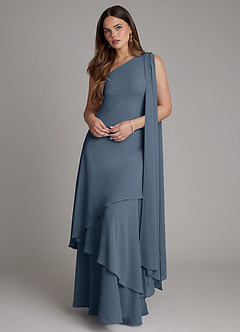 Azazie Monique Bridesmaid Dresses Neptune A-Line One Shoulder Chiffon Dress image1