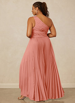 Christian Siriano Bridal for Azazie 1008 Bridesmaid Dresses Coral A-Line One Shoulder Stretch Satin Dress image14