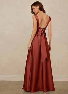 Christian Siriano Bridal for Azazie 1001 Brautjungfernkleider A-Linie Herzausschnitt Stretch-Satin Kleid Terrakotta image5