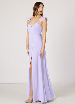 Azazie Everett Bridesmaid Dresses A-Line V-neck Ruched Chiffon Floor-Length Dress image2