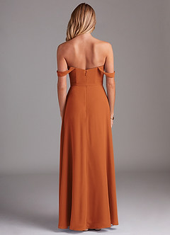 Azazie Aaron Bridesmaid Dresses Cinnamon A-Line Off the Shoulder Chiffon Convertible Dress image3