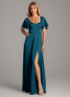 Azazie Chloe Bridesmaid Dresses Ink Blue A-Line Sweetheart Neckline Stretch Satin Dress image1