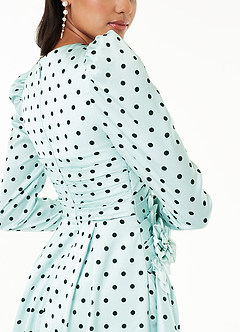 Cyndi Mint Blue And Black Polka Dot Mini Dress image6