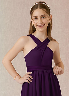 Azazie Jiya Junior Klänning av A-Line i Stretch Satin Plisserad image4